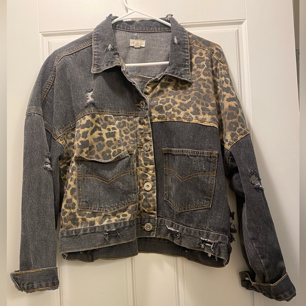 Leopard denim jacket
